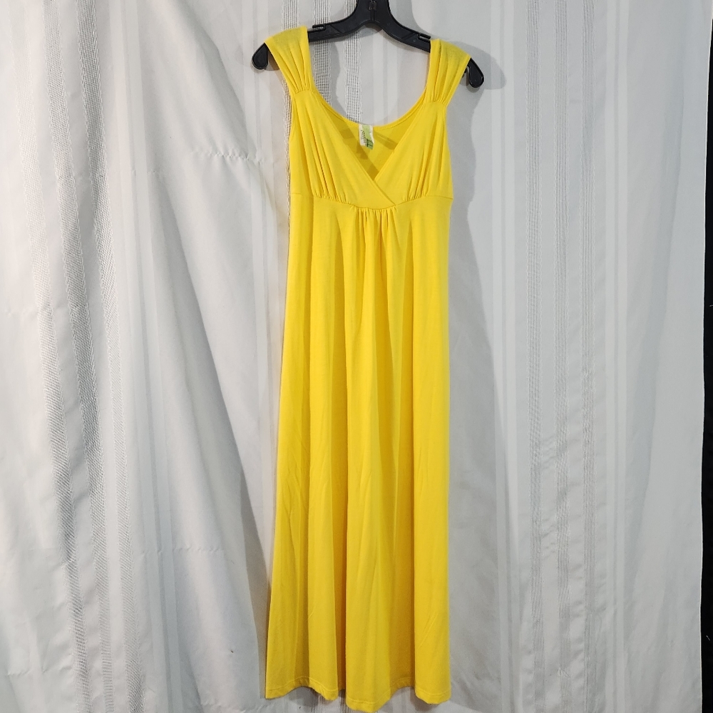 DEB & DAN MAXI SLEEVELESS YELLOW DRESS SEE 👀 PICTURES FOR MEASUREMENT